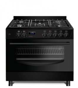 Kuchnia gazowo-elektryczna Ravanson KWGE-K90 CHEF MODERN BLACK (Płyta gazowa; Piekarnik elektryczny; 900mm)