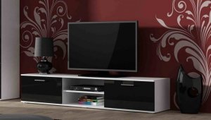Szafka RTV SOHO 180 biały/ czarny połysk