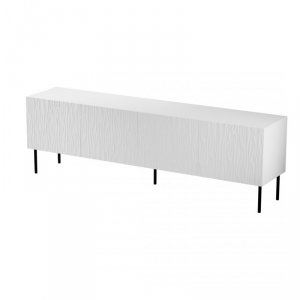 Szafka RTV JUNGLE 190x40,5x59,5 biały mat + czarne nóżki