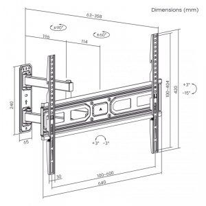 MACLEAN UCHWYT DO TELEWIZORA 37-70 35KG MAX VESA 600X400 MC-798N