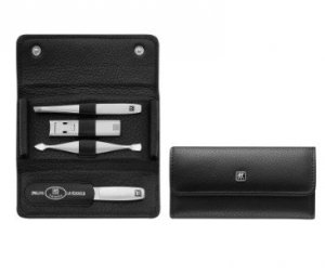 Zestaw podróżny ZWILLING 97712-004-0 Twinox – czarne, skórzane etui, 4 elementy
