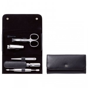 Zestaw do manicure Zwilling Classic Inox – skórzane etui, 5 elementów - Czarny
