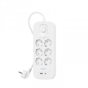 BELKIN LISTWA ZASILAJĄCA 6-PORTS + 1XUSB-A/C 650J