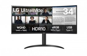 LG 34WR55QK-B monitor komputerowy 86,4 cm (34) 3440 x 1440 px Wide Quad HD Czarny