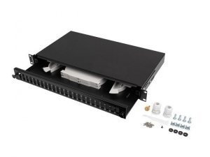 Przełącznica światłowodowa LANBERG 24xSC Duplex / 24xLC Quad Rack 19 1U czarna + akcesoria