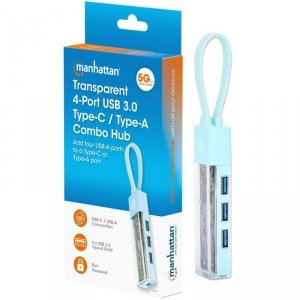 Hub USB 3.2 Gen1 Typ-C/A 4x USB-A 3.0 pasywny przezroczysty