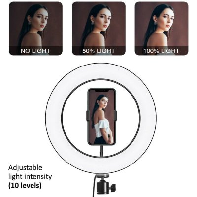 MACLEAN LAMPA PIERŚCIENIOWA 10&quot; LED12W DO SELFIE ZE STATYWEM MCE610