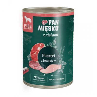 Pan Mięsko z Ziołami Pasztet z królikiem (dorosły) - karma mokra dla psów - 400g