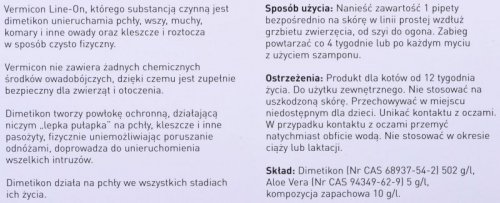 BEAPHAR VERMIcon Line-on Cat - krople przeciw pasożytom dla kota - 3x 1ml