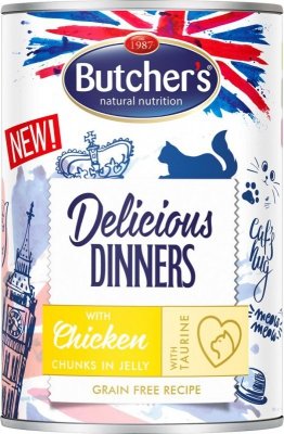 BUTCHER&#039;S Delicious Dinners Kawałki z kurczakiem w galaretce - mokra karma dla kota - 400 g