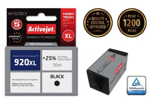 Activejet AH-920BCX Tusz (zamiennik HP 920XL CD975AE; Premium; 50 ml; czarny)