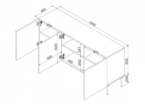 Komoda 3D PALAZZO BIS 151x40x75 biały mat