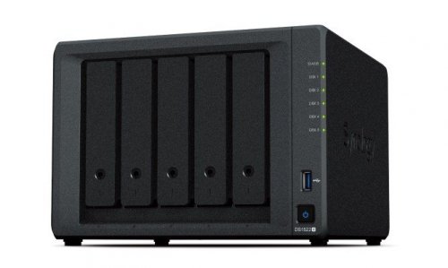 NAS Synology DS1522+; Tower; 5x (3.5&quot; SATA HDD); AMD Ryzen R1600; 8 GB DDR4 ECC SODIMM (max. 32GB), 4 x 1GbE RJ-45