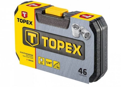Klucze nasadowe Topex 1/4&quot; zestaw 46 sztuk
