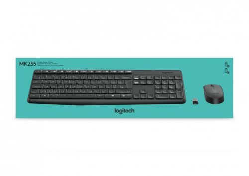Zestaw klawiatura + mysz membranowa Logitech MK235 920-007931 (USB 3.0; kolor szary; optyczna)