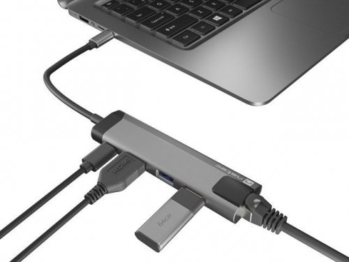 NATEC MULTIPORT FOWLER GO USB-C -&gt; HUB USB 3.0 X2, HDMI 4K, USB-C PD, RJ45 NMP-1985