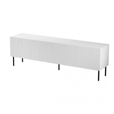 Szafka RTV JUNGLE 190x40,5x59,5 biały mat + czarne nóżki