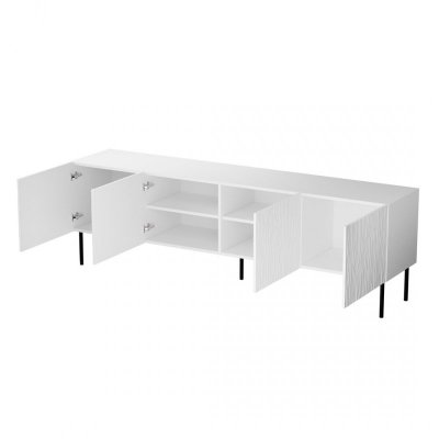 Szafka RTV JUNGLE 190x40,5x59,5 biały mat + czarne nóżki