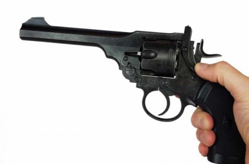 Rewolwer WEBLEY MKVI .455 Service kal.5,5 mm Diabolo łuski 6-strzał. lufa 6&quot; CO2 Battlefield Ekp do17J