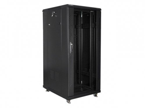 Szafa rack Lanberg FF01-6827-12B (27U; 19&#039;&#039;; 1390mm / 600mm / 800 mm; stojąca; Pełne, Szklane; 800 kg; kolor czarny)