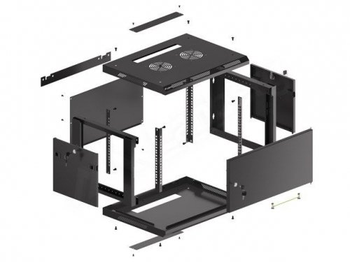 LANBERG SZAFA WISZĄCA RACK 19&quot; 6U 600X450 DRZWI METALOWE CZARNA (FLAT PACK) WF01-6406-00B