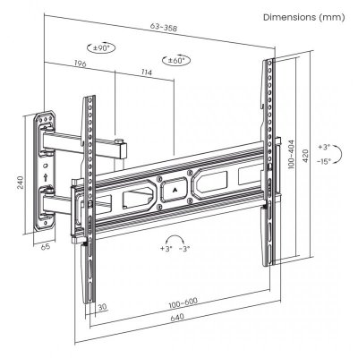 MACLEAN UCHWYT DO TELEWIZORA 37-70&quot; 35KG MAX VESA 600X400 MC-798N