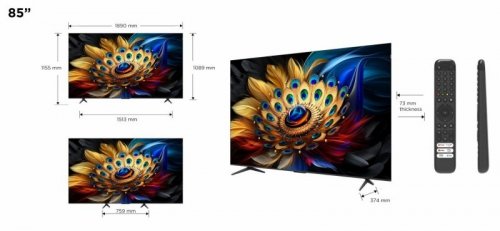 Telewizor TCL 85C655 QLED 85&#039;&#039; 4K Ultra HD Google TV Dolby Atmos DVB-T2 Czarny