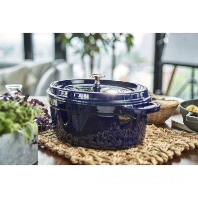 Garnek żeliwny owalny Staub - 4.2 ltr, Niebieski
