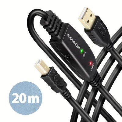 Axagon ADR-220B USB 2.0 A-M -&gt; B-M active connecting/repeater cable 20m - Kabel - Digital/Daten kabel USB USB A USB B Czarny