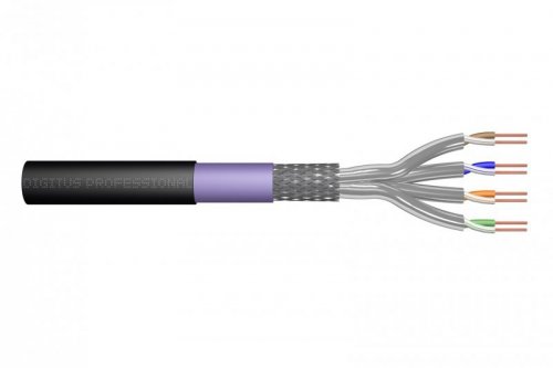 Digitus Kabel instalacyjny zewnętrzny suchy kat.7, S/FTP, AWG 23/1, PE, 100m, czarny, szpula