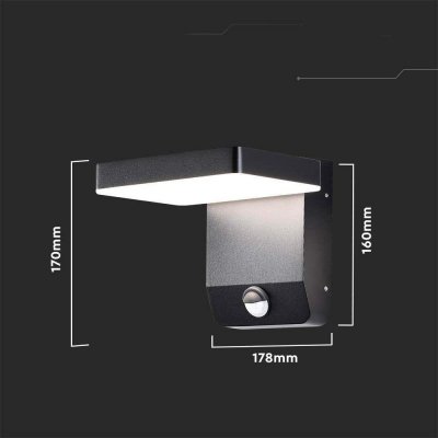 Projektor Oprawa Elewacyjna V-TAC 17W Czujnik Ruchu Czarna IP65 VT-11020-150-B 4000K 2580lm