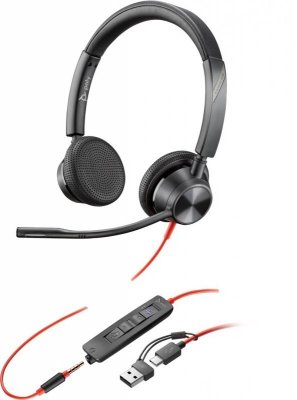 Słuchawki przewodowe POLY Blackwire 3325 Stereo Microsoft Teams Certified USB-C Headset 3.5mm Plug USB-C/A Adapter Przewodowa Op