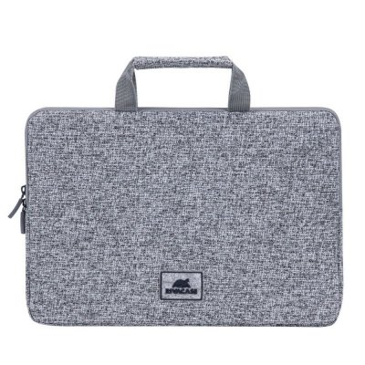 Etui na laptop 13,3&quot; RIVACASE Anvik, jasny szare, z uchwytem, z materiału wodoodpornego, pluszowe wnętrze, tylna kieszeń na