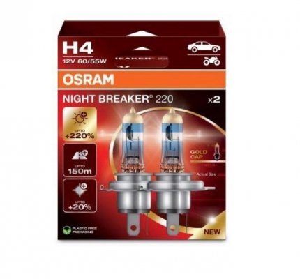 ŻARÓWKA HALOGENOWA DO SAMOCHODU OSRAM NIGHT BREAKER 220 H4 2 szt.