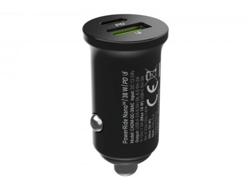 GREEN CELL ŁADOWARKA SAMOCHODOWA GC POWERRIDE NANO38 38W 6A 1X USB-C 1X USB-A