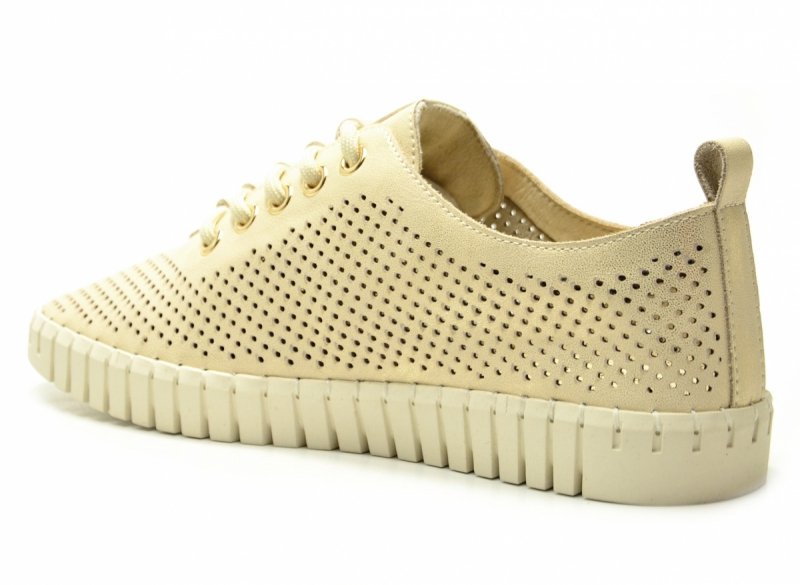Półbuty beżowe złote 38 skóra CAMBELL 19435 ażurowane damskie skórzane beż