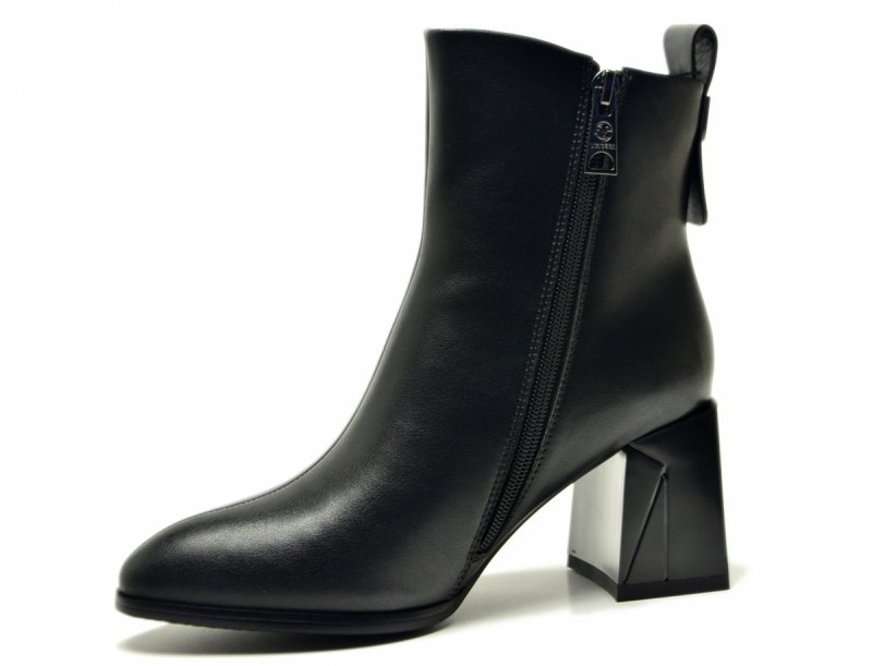 Botki 39 VINCEZA 66812 skóra czarne na obcasie skórzane damskie