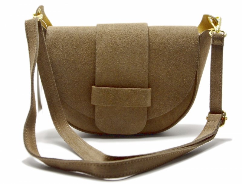 TOREBKA damska listonoszka skóra beż zamsz beżowa skórzana