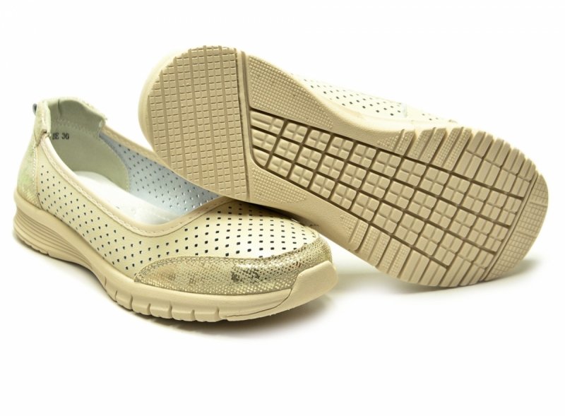 Półbuty 41 baleriny skóra VINCEZA 95369 beżowe skórzane beż ażurowane