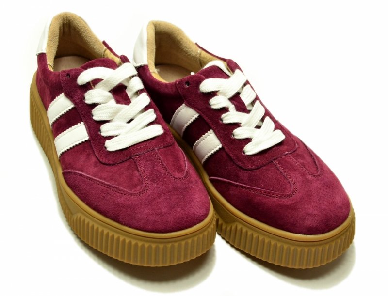 Półbuty sneakersy 40 skóra FILIPPO 6776 bordowe skórzane zamsz bordo