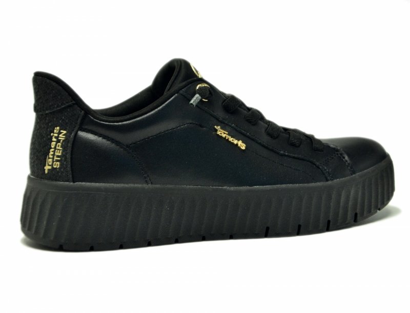 Półbuty 38 TAMARIS 83720 skóra sneakersy czarne skórzane step-in