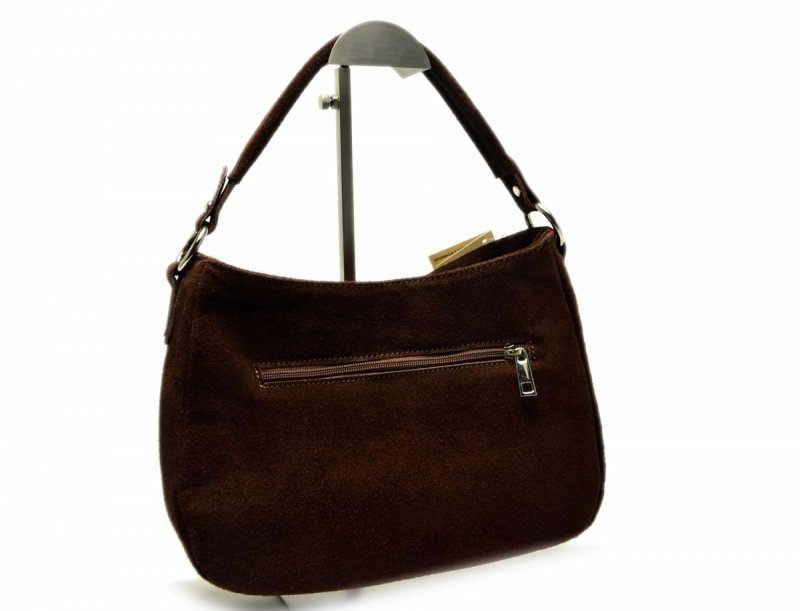 TOREBKA skóra brązowa listonoszka skórzana brąz zamsz damska GREGORIO