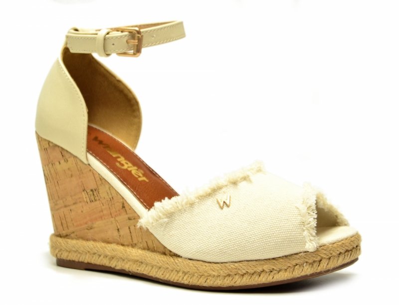 Sandały WRANGLER 38 LORETTA espadryle beżowe na koturnie damskie kremowe
