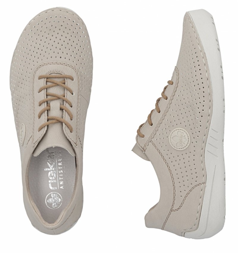 Sneakersy 36 RIEKER 52546 skóra beżowe damskie półbuty beż
