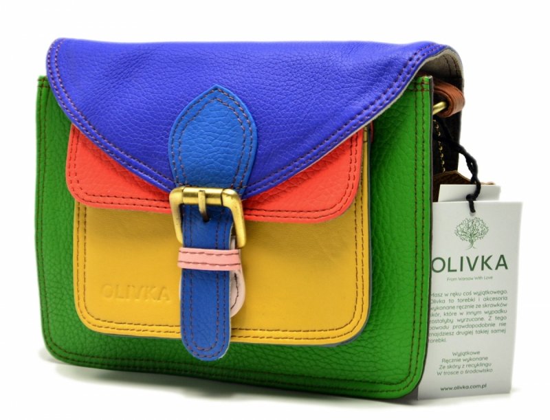 Torebka listonoszka OLIVKA skóra kolorowa skórzana 