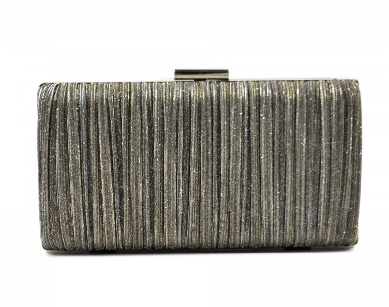 TOREBKA kopertówka wizytowa FASHION BAGS szara brokatowa