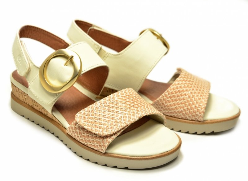 Sandały beż 38 JANA 28776 na platformie koturnie beżowe kremowe