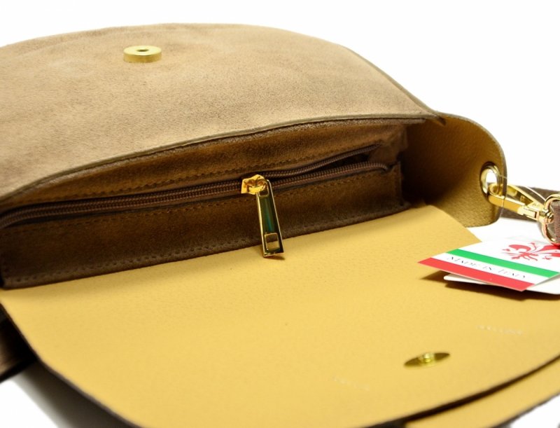 TOREBKA damska listonoszka skóra beż zamsz beżowa skórzana