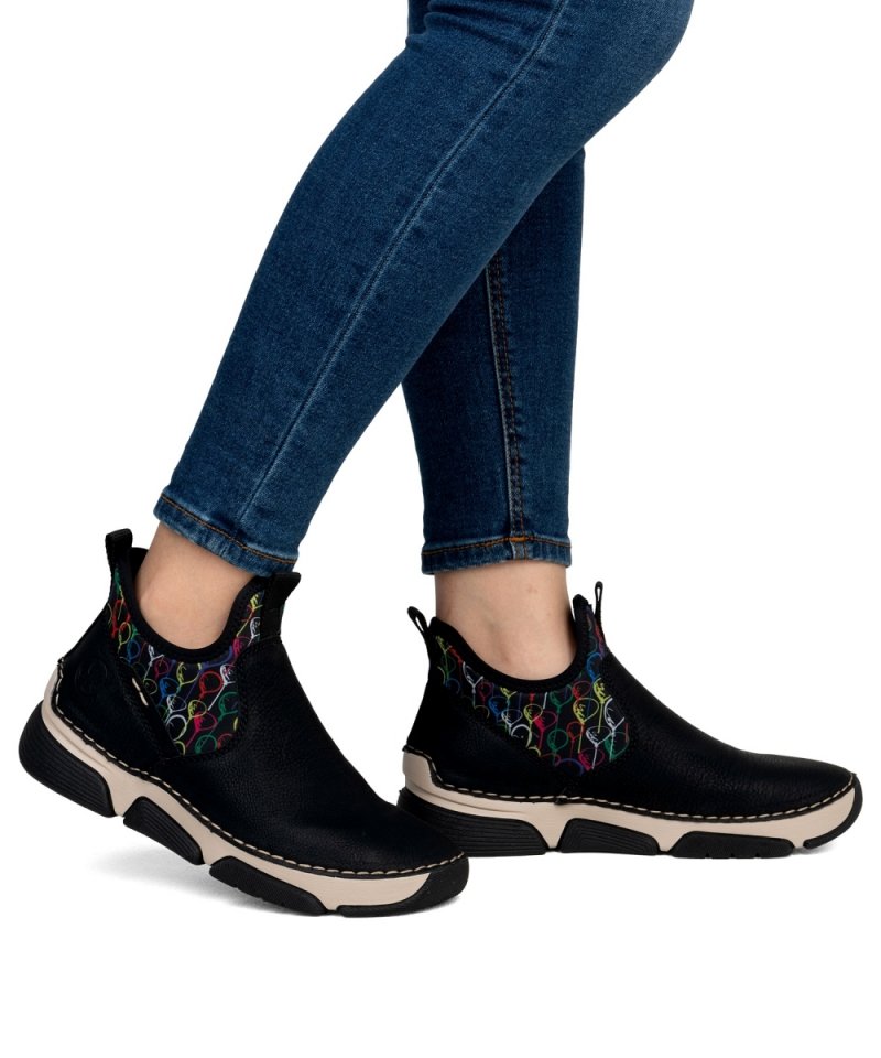 BOTKI sneakersy 37 RIEKER 45957 czarne damskie półbuty 