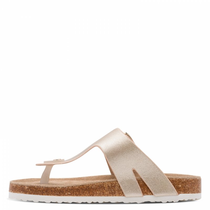 Klapki japonki złote 37 MARCO TOZZI 27120 płaskie